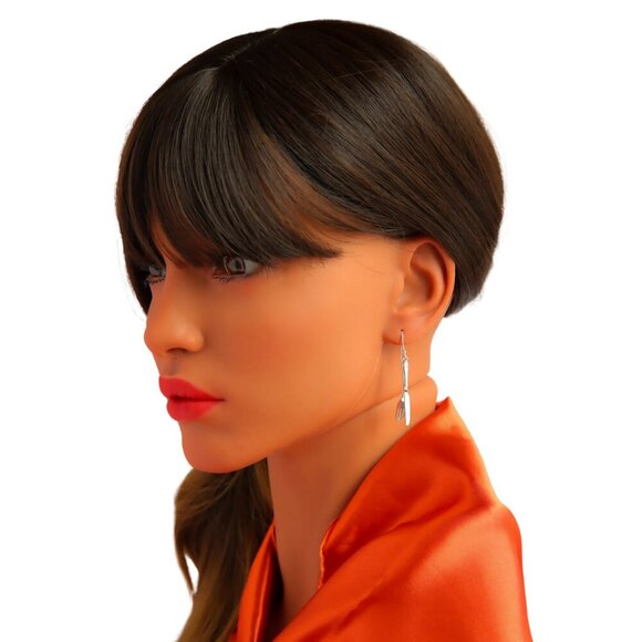 925 Sterling Silver Fork and Knife Earrings - Picture 3 of 4